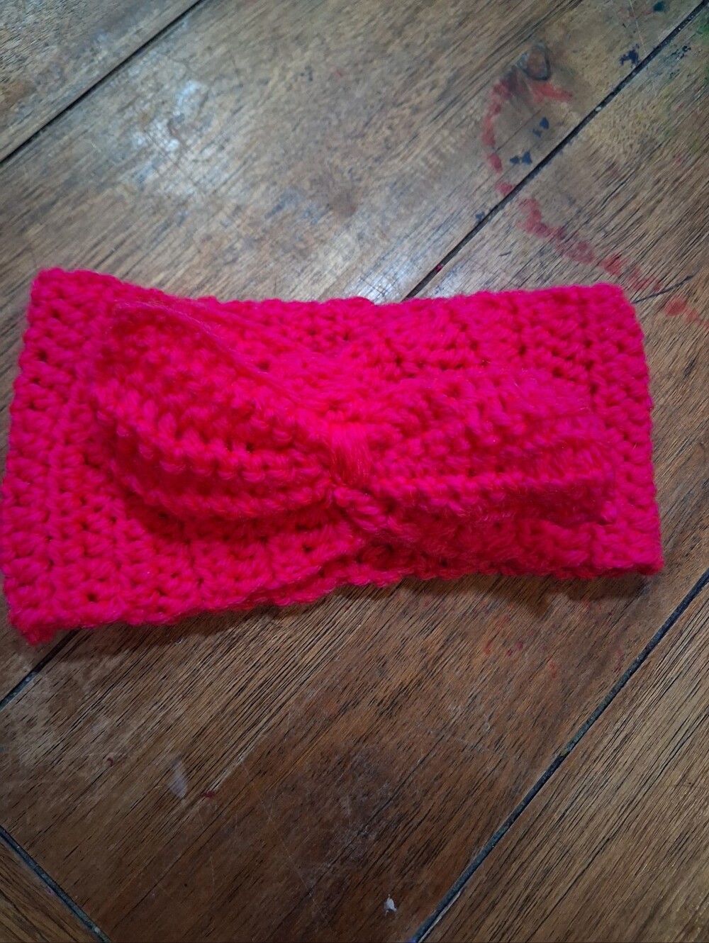 Adult/teen Bright Pink Crocheted Headband with Bow